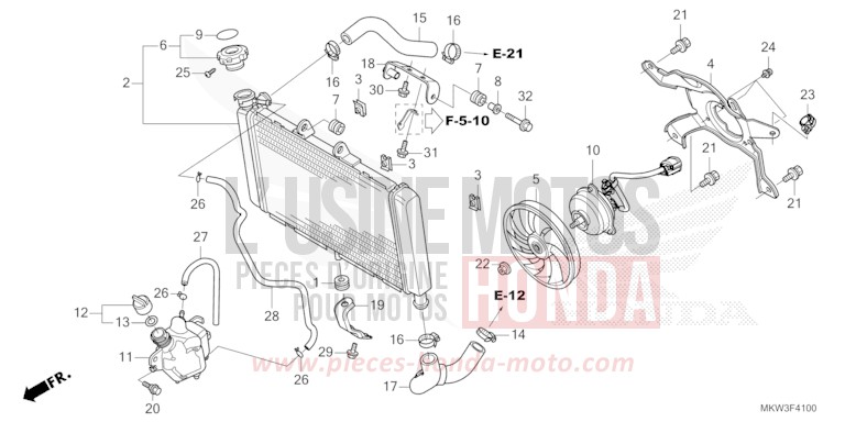 RADIATEUR de NC750X "Méca" MAT BALLISTIC BLACK METALLIC (NHA86) de 2023